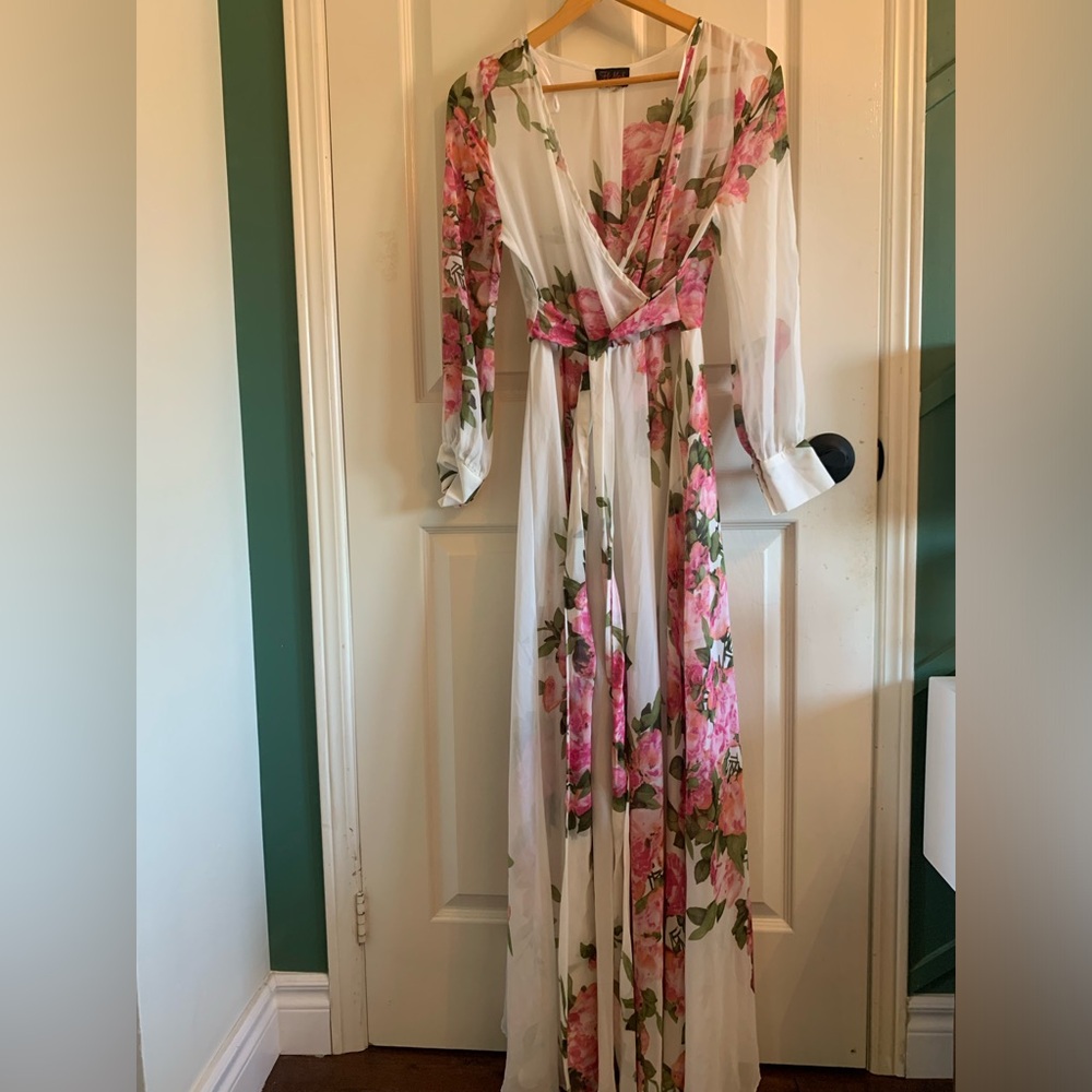 Sheer long floral dress